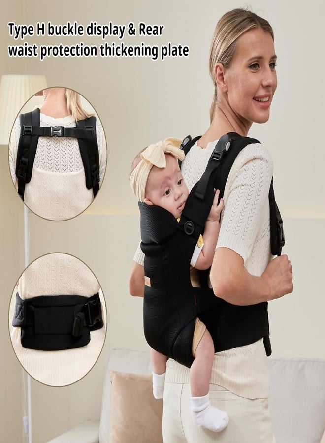 CUBY Baby Carrier Newborn to Toddler, Breathable Baby Front Carrier with Adjustable Neck Support - Hands Free Newborn Toddler Carriers for Travel Outdoor up to 40lbs(Black, Magnetic Buckle Style) - Image 3
