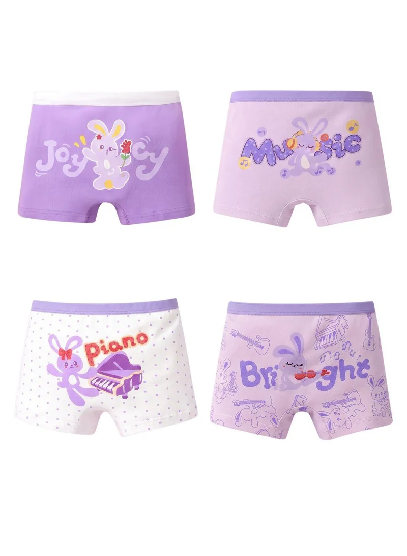 Babyqlo Printed Cotton Briefs Pack of 4 for Girls