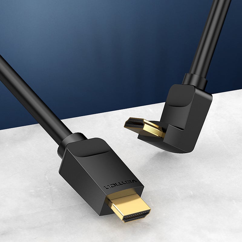 كبل HDMI زاوية قائمة 90 درجة من فينشن AARBG نسخة HDMI 2.0 كبل ديجيتال عالية الوضوح 4K و3D لاستبدال كبل التلفزيون وPS3/4 ومقسم الفيديو والصوت بطول 1.5 متر - Image 2