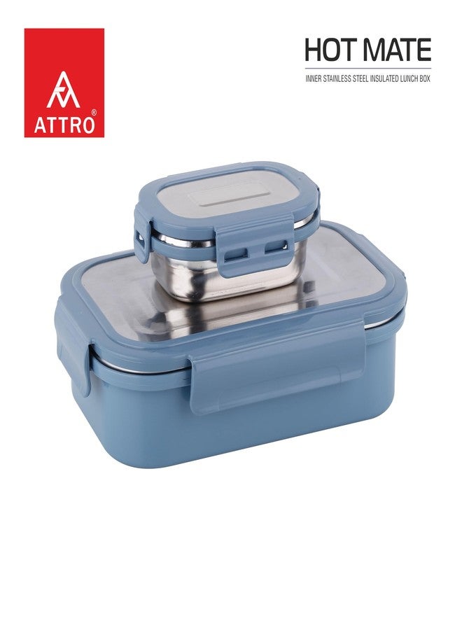 Attro Hotmate Stainless Steel Insulated Airtight Leak-Proof Lunch Box Unbreakable Lid,Snacks Tiffin for Kids,Light Weight,Easy Clean for Office,School,Picnic&Travelling,800 Ml - Pastel Blue, 1 Count - Image 3