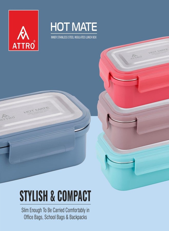 Attro Hotmate Stainless Steel Insulated Airtight Leak-Proof Lunch Box Unbreakable Lid,Snacks Tiffin for Kids,Light Weight,Easy Clean for Office,School,Picnic&Travelling,800 Ml - Pastel Blue, 1 Count - Image 4