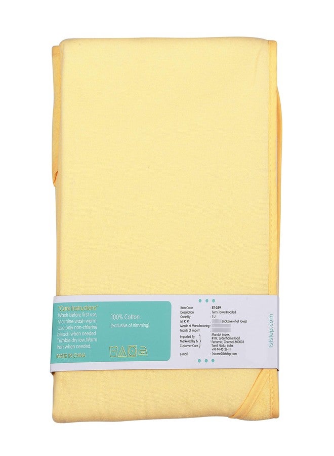 1st Step Embroided Terry Cotton Soft, absorbant, Breathable, Skin Friendly, Printed, Hooded Baby Bath Towel/Bath Robe/Wrapper (Yellow) - Image 5