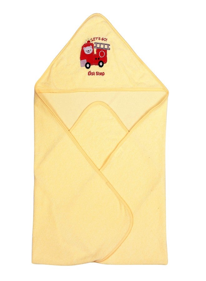 1st Step Embroided Terry Cotton Soft, absorbant, Breathable, Skin Friendly, Printed, Hooded Baby Bath Towel/Bath Robe/Wrapper (Yellow) - Image 2
