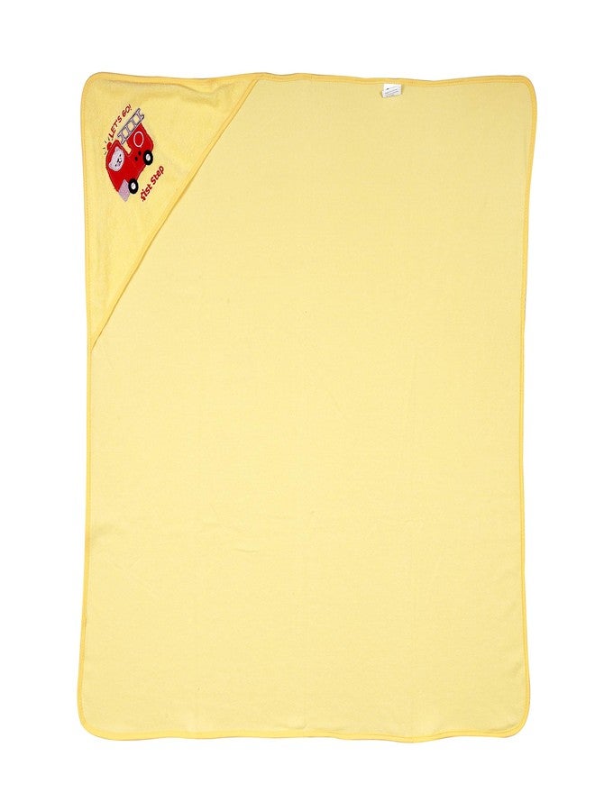 1st Step Embroided Terry Cotton Soft, absorbant, Breathable, Skin Friendly, Printed, Hooded Baby Bath Towel/Bath Robe/Wrapper (Yellow) - Image 3