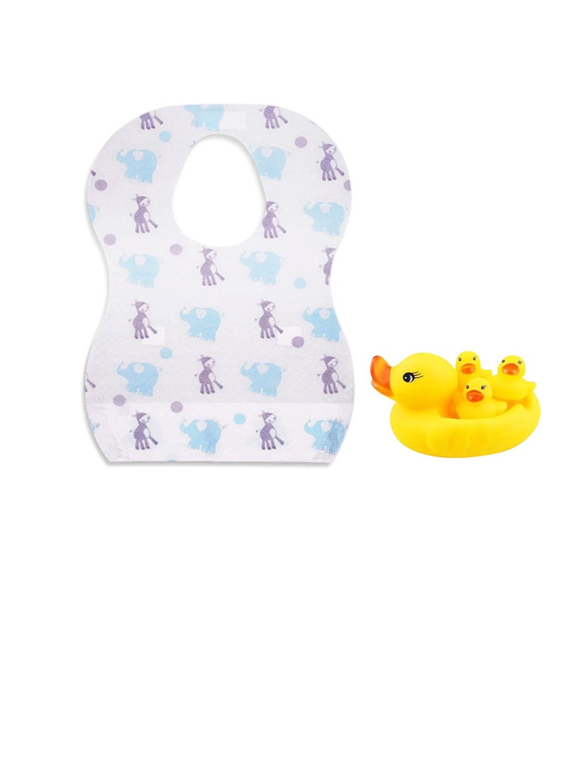 Star Babies - Combo Pack of 2- Disposable Bibs Elephant Print (20 Pcs) with Rubber Duck - Image 1
