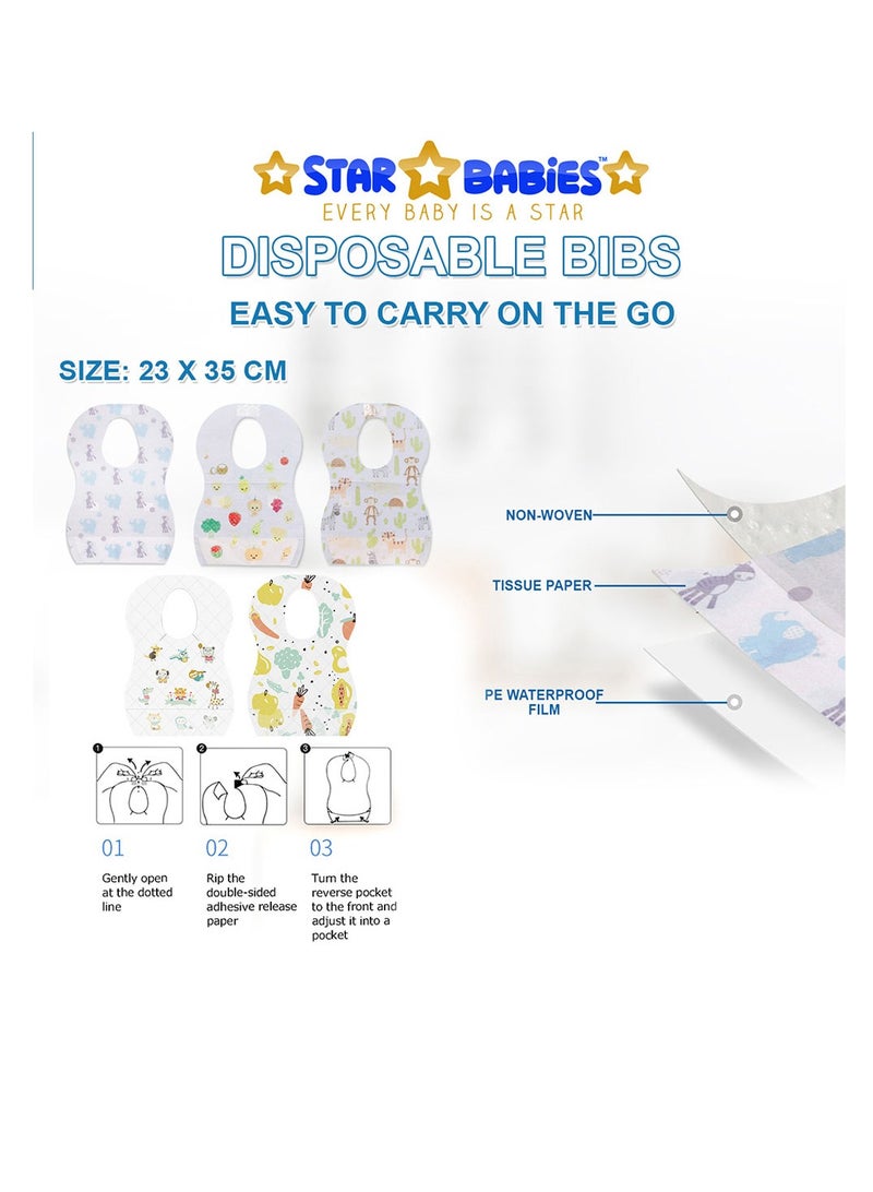 Star Babies - Combo Pack of 2- Disposable Bibs Elephant Print (20 Pcs) with Rubber Duck - Image 3