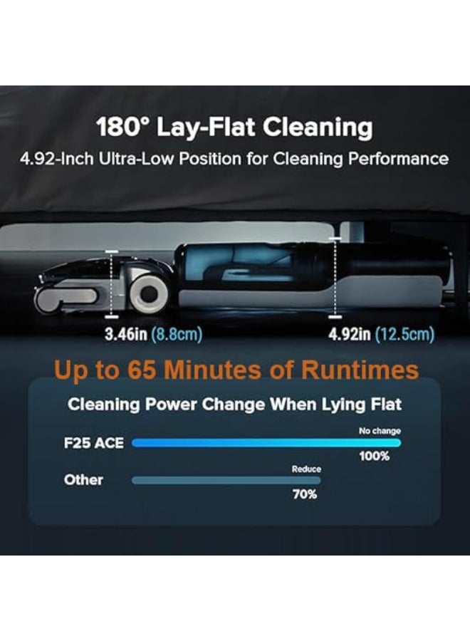 Roborock F25 ACE Combo Wet Dry Vacuum Cleaner, 5-in-1 Cordless Vacuum,194°F 5min Self-Cleaning,180° Lie-Flat Smart Hard Floor Washer,20000Pa,AI Assitant Wheels,65 min Runtime, Whole House Cleaning Handheld Vacuums - Image 3