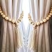 YELLOW LOTUS YELLOW LOTUS Farmhouse Curtain Tiebacks - Set of 2 Curtain Holders with Tassels & Brass Hooks - 25 inch Curtain Ties  - Image 2