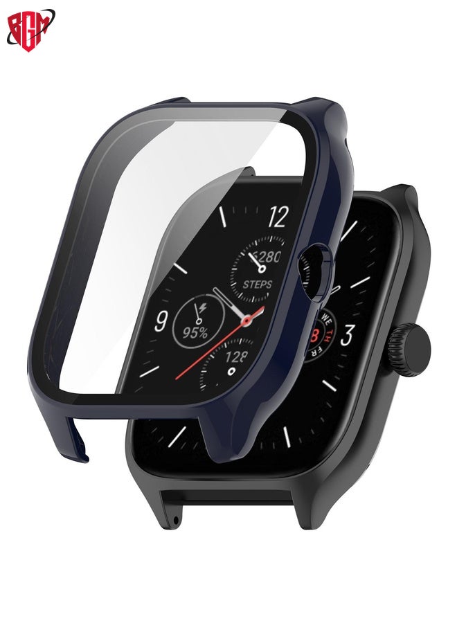 BGM For Amazfit GTS 4 PC + Tempered Glass Integrated Protective Watch Case(Ink Blue)  - Image 1