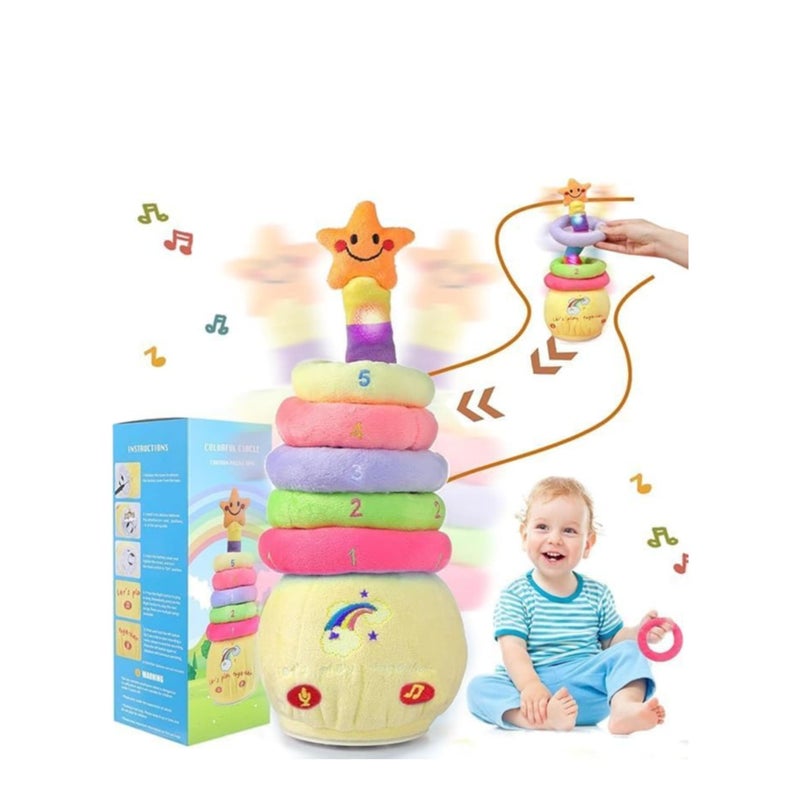 SOLARAE Dancing Stacking Rings Baby Toys, Singing Spinning Stacking Toys for Toddlers1-3, Montessori Sensory Toys Walking Repeats What You Say Similar to Dancing Cactus, Girl Boy Birthday Gifts - Image 1