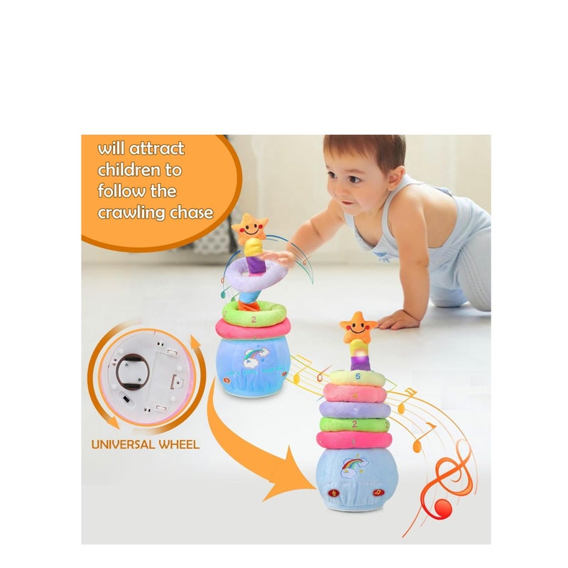 SOLARAE Dancing Stacking Rings Baby Toys, Singing Spinning Stacking Toys for Toddlers1-3, Montessori Sensory Toys Walking Repeats What You Say Similar to Dancing Cactus, Girl Boy Birthday Gifts - Image 3