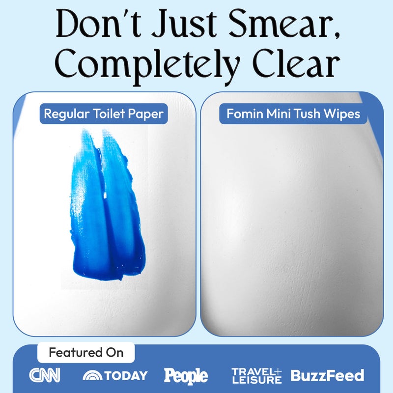Fomin Flushable Tush Wipes 8 Pack (8 Count) â€“ Unscented Flushable Travel Wet Wipes for Adults â€“ pH Balanced, Biodegradable Travle Wipes â€“ Hypoallergenic, Plant Based Travel size Flushable Wipe - Image 2