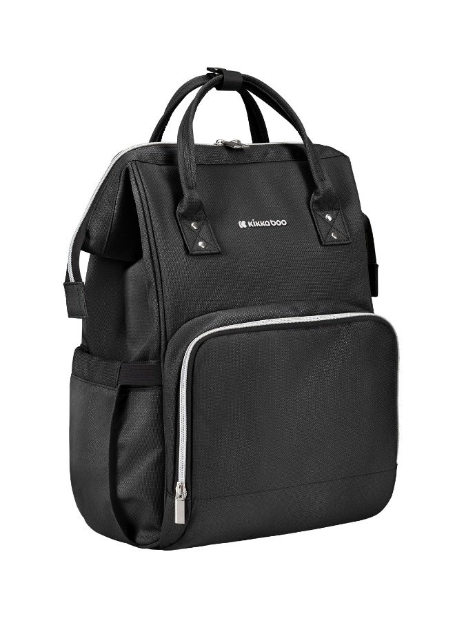 KIKKABOO حقيبة ماما سيينا سوداء وفضية 2025 - Image 3