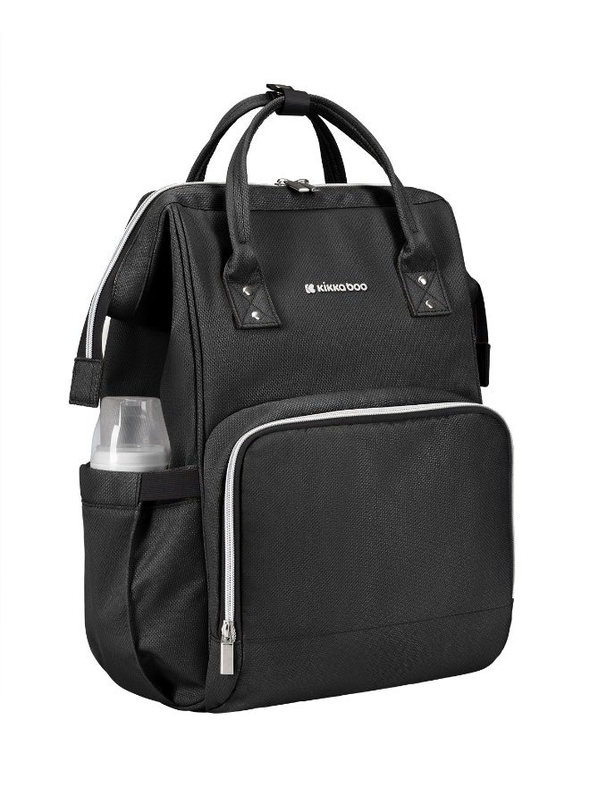 KIKKABOO حقيبة ماما سيينا سوداء وفضية 2025 - Image 4
