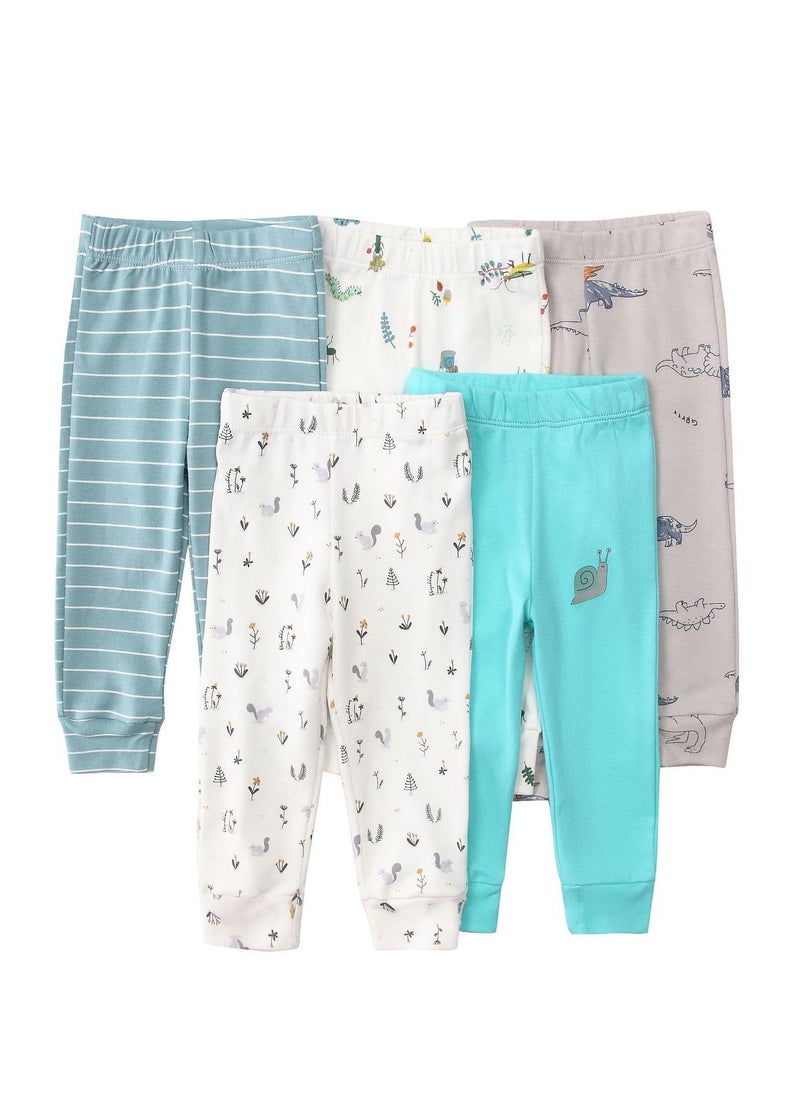 5-Pack Of Elastic Breathable Cotton Trousers For Infants And Young Children - Image 1