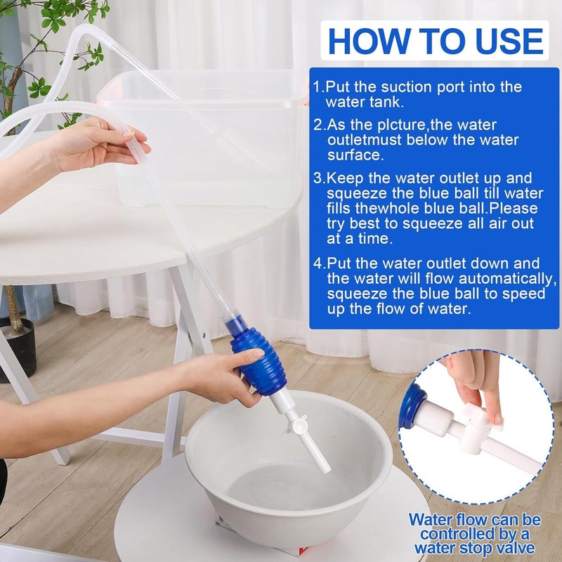 VAYINATO ® جهاز تنظيف الحصى للأحواض المائية الأزرق مع صنبور التحكم في التدفق | مضخة سيفون يدوية لحوض السمك - لا حاجة لإزالة الأسماك أو النباتات، مثالي لتغيير الماء المنتظم من بيتزلايف وورلد - Image 3