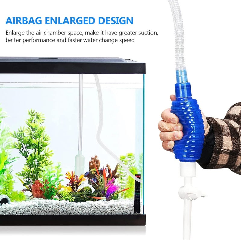 VAYINATO ® جهاز تنظيف الحصى للأحواض المائية الأزرق مع صنبور التحكم في التدفق | مضخة سيفون يدوية لحوض السمك - لا حاجة لإزالة الأسماك أو النباتات، مثالي لتغيير الماء المنتظم من بيتزلايف وورلد - Image 2
