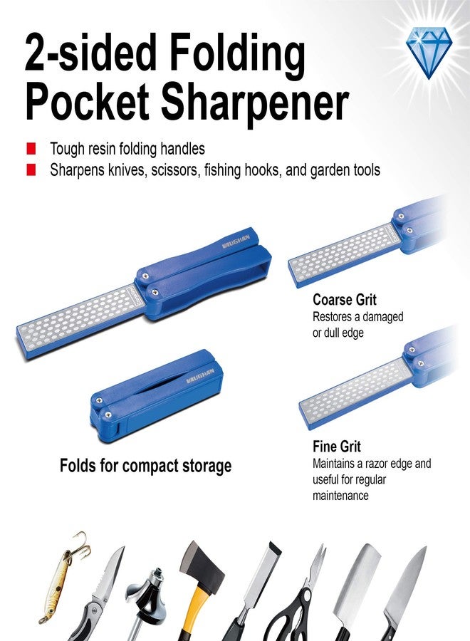 Vaughan 2 Piece Diamond Stone Sharpening Set - Dual-Sided Benchtop & Portable Pocket Sharpener with Coarse & Fine Grit - Genuine Diamond Particles, Anti-Slip Base, and Storage Case - 240021 - Image 3