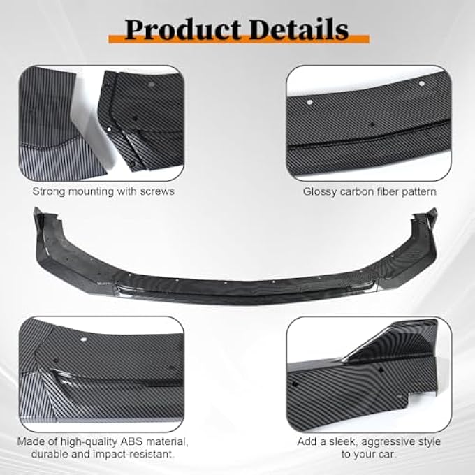 Gear Up Front Lip for Ford Mustang GT EcoBoost 2024 Front Bumper Lip Splitter Carbon Fiber Pattern - Image 3