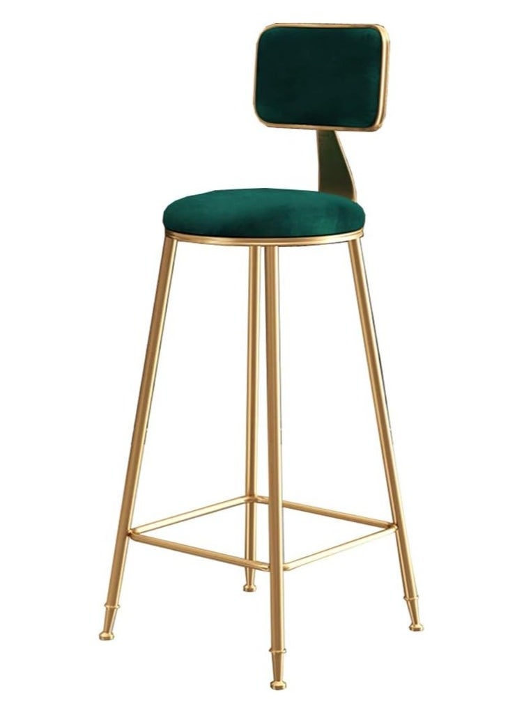 DubaiGallery - Flannel Bar Stools Round Seat, Modern Casual High Barstool Chairs with Back Footrest, Counter Cafe Kitchen Breakfast Pub - Image 1