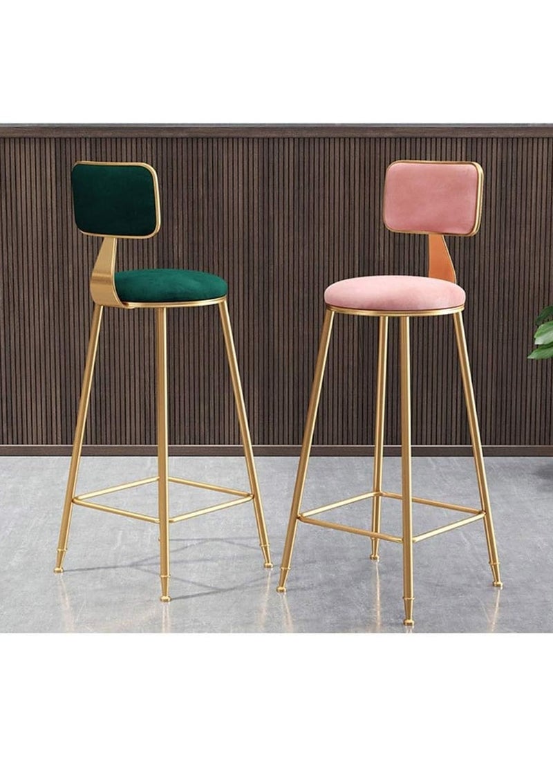 DubaiGallery - Flannel Bar Stools Round Seat, Modern Casual High Barstool Chairs with Back Footrest, Counter Cafe Kitchen Breakfast Pub - Image 1
