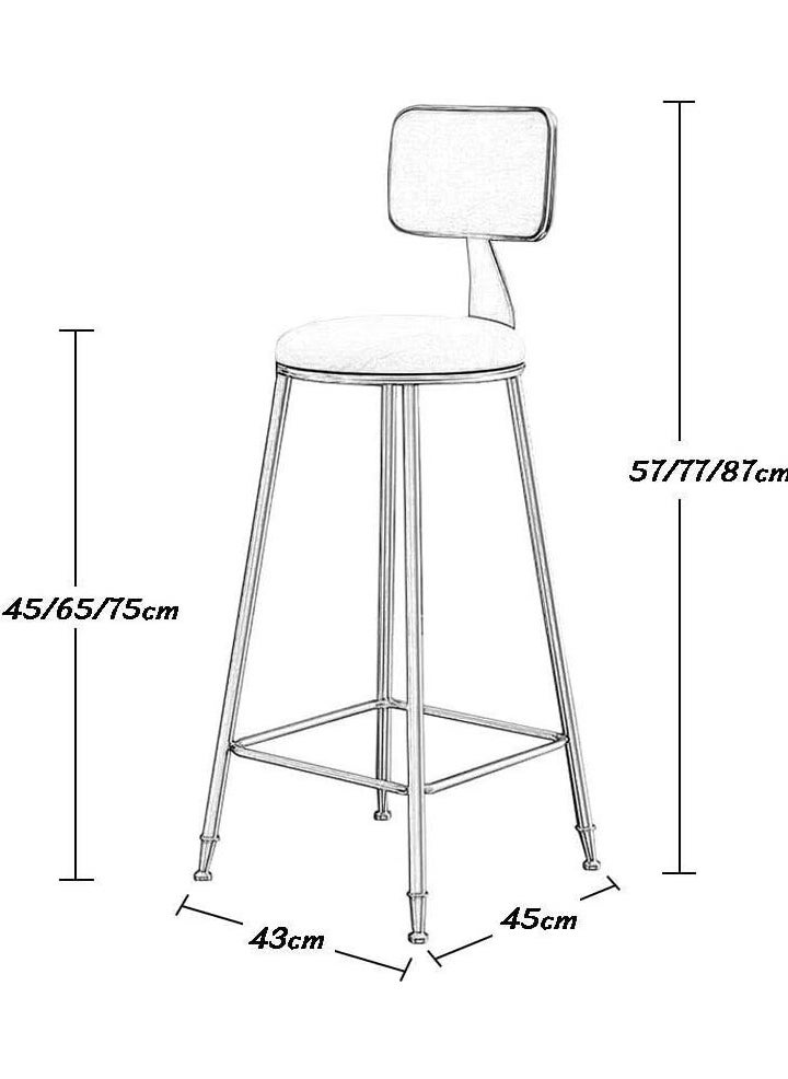 DubaiGallery - Flannel Bar Stools Round Seat, Modern Casual High Barstool Chairs with Back Footrest, Counter Cafe Kitchen Breakfast Pub - Image 1