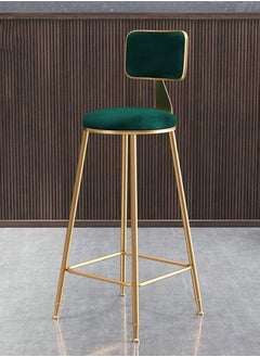 Flannel Bar Stools Round Seat, Modern Casual High Barstool Chairs with Back Footrest, Counter Cafe Kitchen Breakfast Pub