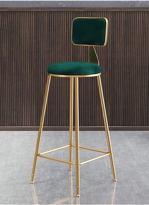 Flannel Bar Stools Round Seat, Modern Casual High Barstool Chairs with Back Footrest, Counter Cafe Kitchen Breakfast Pub