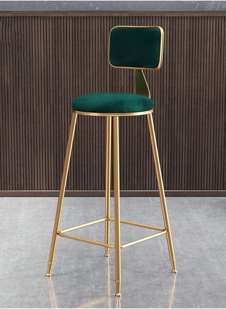 DubaiGallery - Flannel Bar Stools Round Seat, Modern Casual High Barstool Chairs with Back Footrest, Counter Cafe Kitchen Breakfast Pub - Image 1