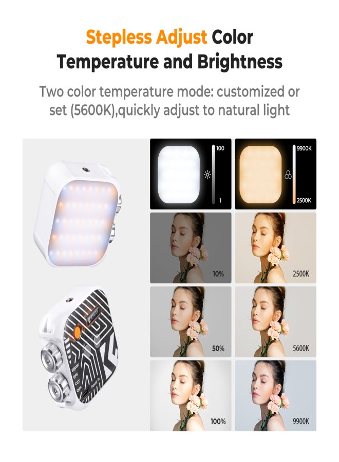 K&F CONCEPT Pocket LED Video Light Magnetic LED Fill Light Video Conference Lighting CRI96+ 2500K-9900K Dimmable 15 Lighting Effects for Vlog Selfie Live Streaming Photography - Image 5
