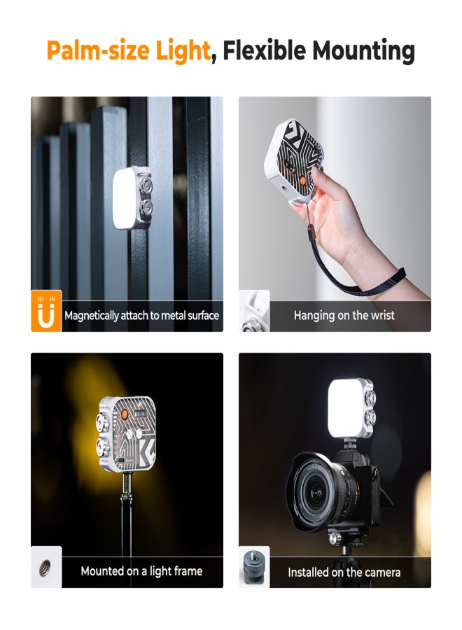 K&F CONCEPT Pocket LED Video Light Magnetic LED Fill Light Video Conference Lighting CRI96+ 2500K-9900K Dimmable 15 Lighting Effects for Vlog Selfie Live Streaming Photography - Image 4
