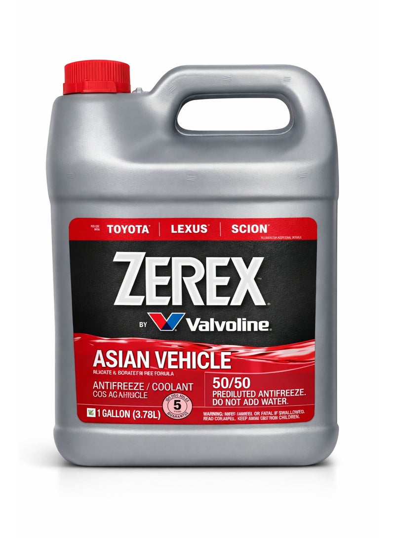 Valvoline Zerex Asian Vehicle Antifreeze Coolant 50/50 Pre-Mixed – 1 Gallon (3.78L) – Ready to Use Radiator Coolant