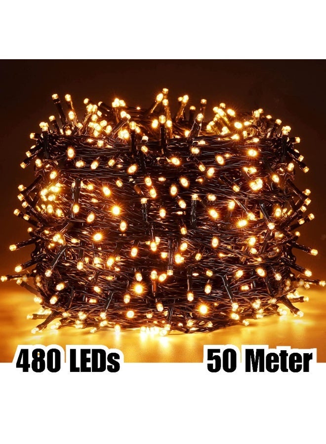 MODI 50 Meter 480 Led string Light waterproof and flexible, Led lights for Home Decorations, Parties,  Eid, Diwali etc Warmwhite - Image 1