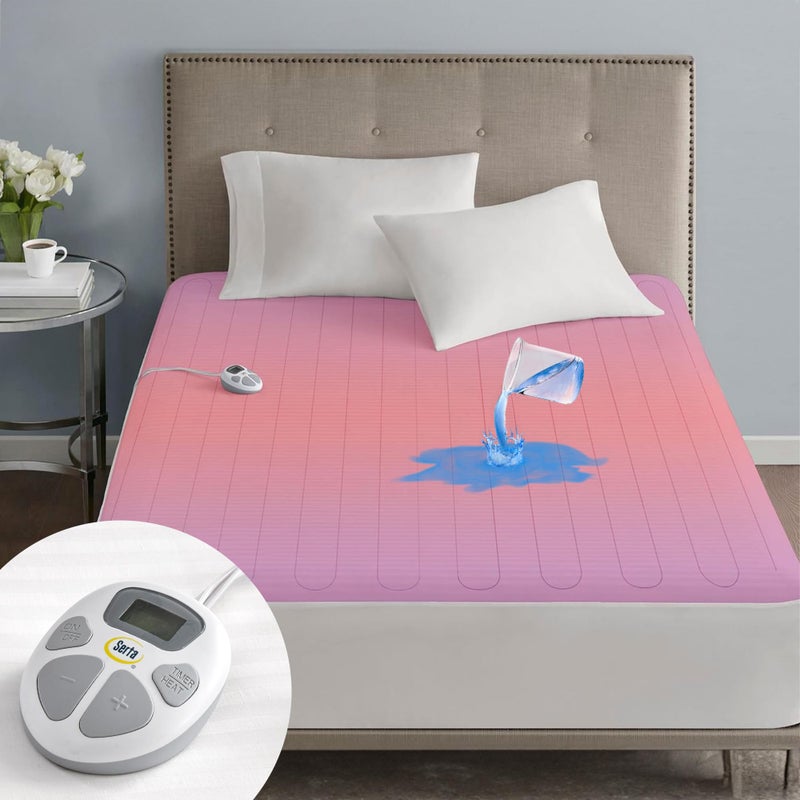Serta Serta Waterproof Heated Mattress Pad Electric Bed Warmer with 10 Heat Settings Auto Shut Off Timer ETL Certified Electric Mattress Pad Elastic Deep Pocket Machine Washable White Twin XL 