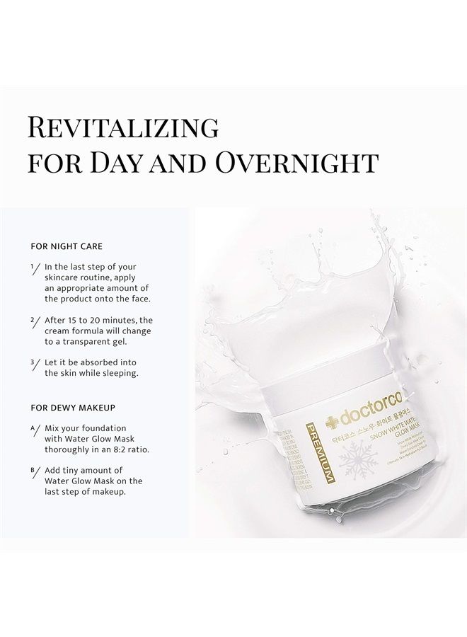 DOCTORCOS Snow White Water Glow Mask Cream | Over 8M Units Sold | Original Moisturizing Washless Sleeping Pack | Skin Rejuvenation and Hydration | Daily Self Skin Care, Korean Beauty | 3.71 oz - Image 2