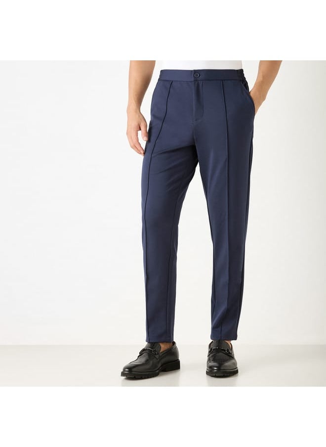 Iconic Iconic Solid Slim Fit Trousers with Pockets  - Image 1