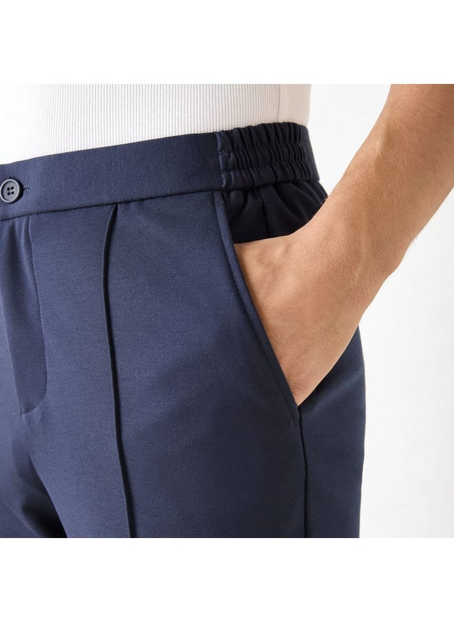 Iconic Iconic Solid Slim Fit Trousers with Pockets  - Image 4
