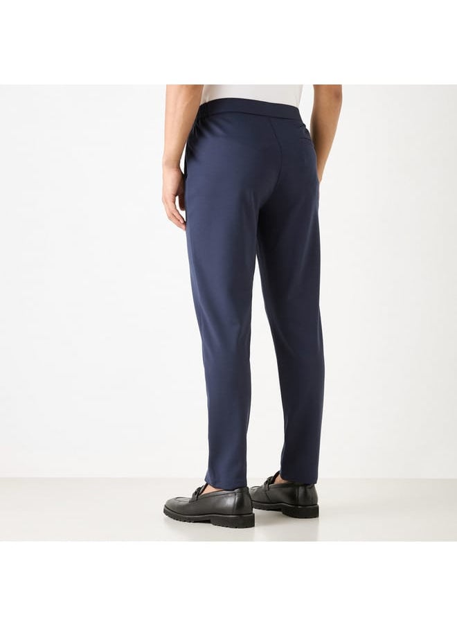 Iconic Iconic Solid Slim Fit Trousers with Pockets  - Image 3