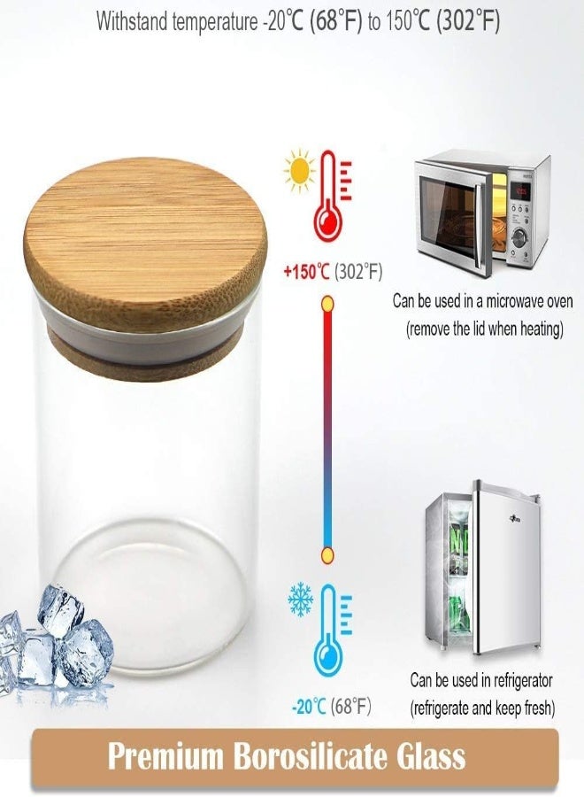 AKDC Glass Food Storage Jars Containers With Airtight Bamboo Lids - Kitchen Canisters For Coffee, Sugar, Candy, Cookie, Rice, Spice (1000Ml) (1000Ml) - Image 4