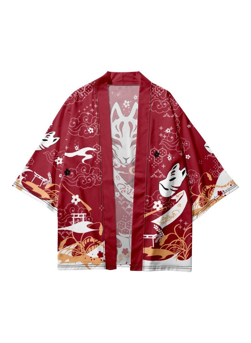 Loquat New China-Chic Element 3D Printing Cardigan Loose Men's Cape - Image 2