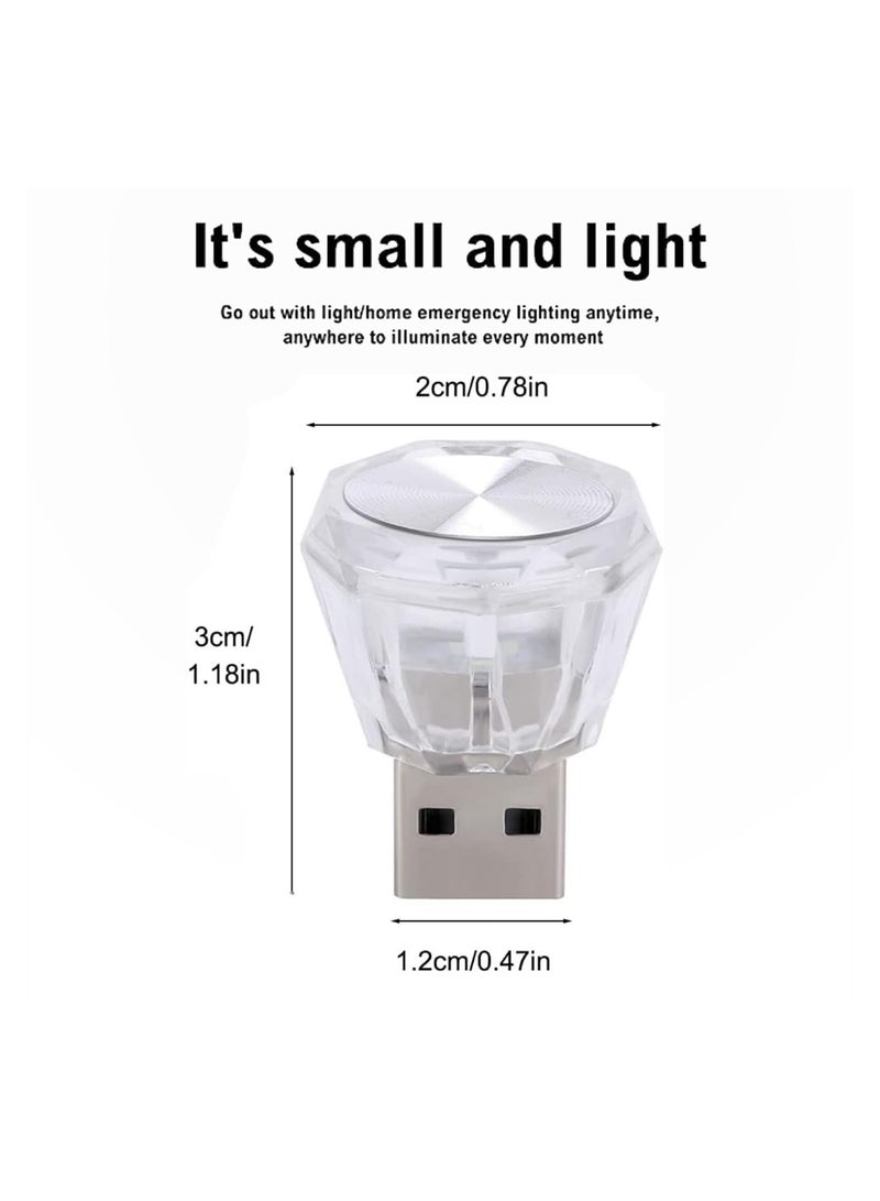 Car USB Atmosphere LED Light, Portable LED Lights Dazzling Diamond-Shaped USB Ambient Lights, Mini Car Interior Ambient Lighting Kit for Decorating with USB Ports, LED Vehicle Light (6PCS) - Image 5