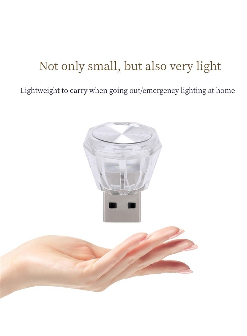Car USB Atmosphere LED Light, Portable LED Lights Dazzling Diamond-Shaped USB Ambient Lights, Mini Car Interior Ambient Lighting Kit for Decorating with USB Ports, LED Vehicle Light (6PCS) - Image 3