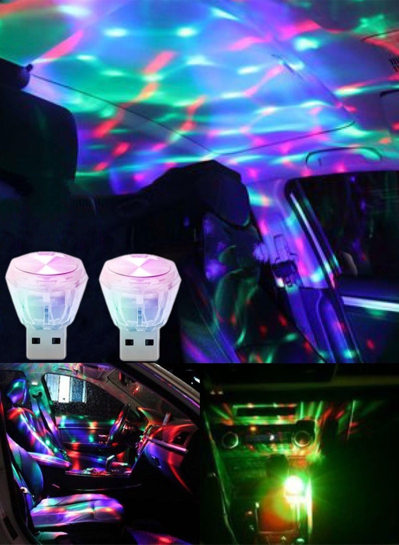 Car USB Atmosphere LED Light, Portable LED Lights Dazzling Diamond-Shaped USB Ambient Lights, Mini Car Interior Ambient Lighting Kit for Decorating with USB Ports, LED Vehicle Light (6PCS) - Image 2