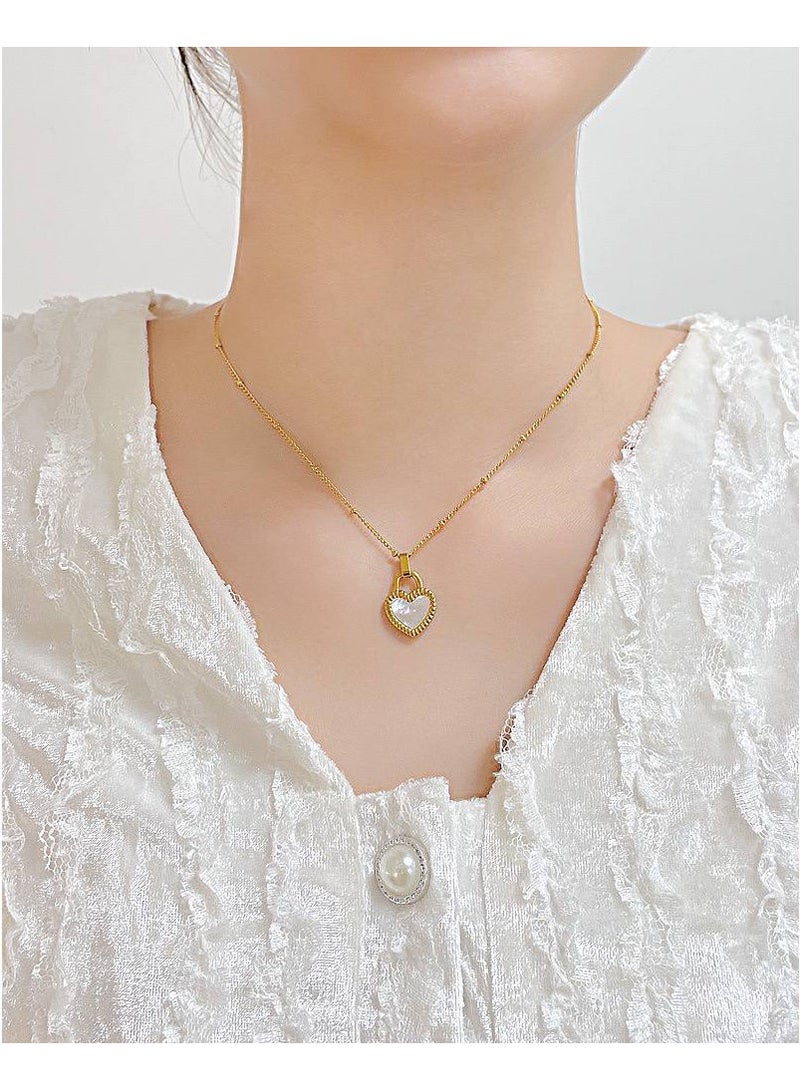 Trendy double face heart necklace