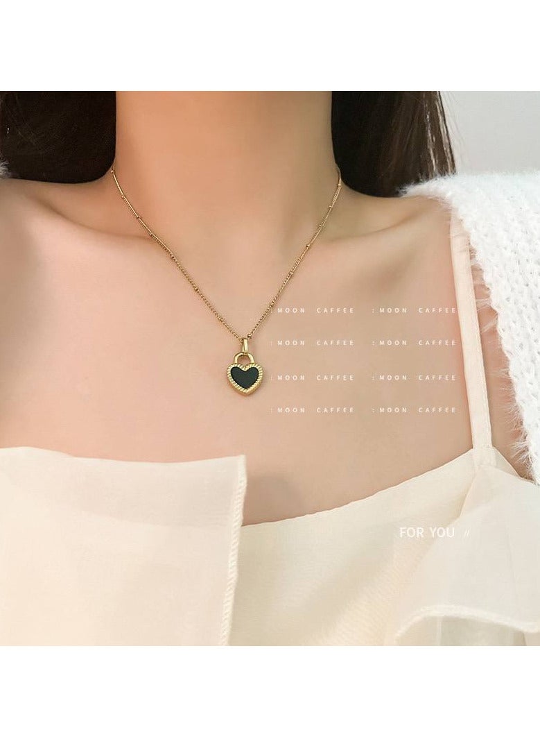 Trendy double face heart necklace