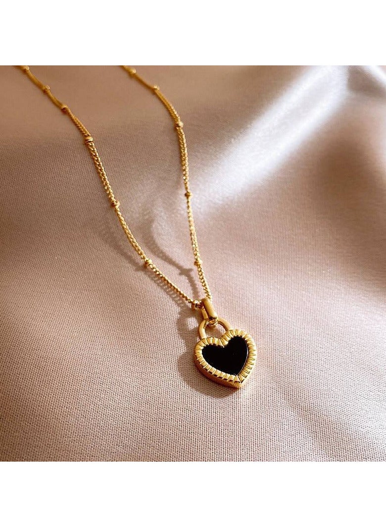 Trendy double face heart necklace