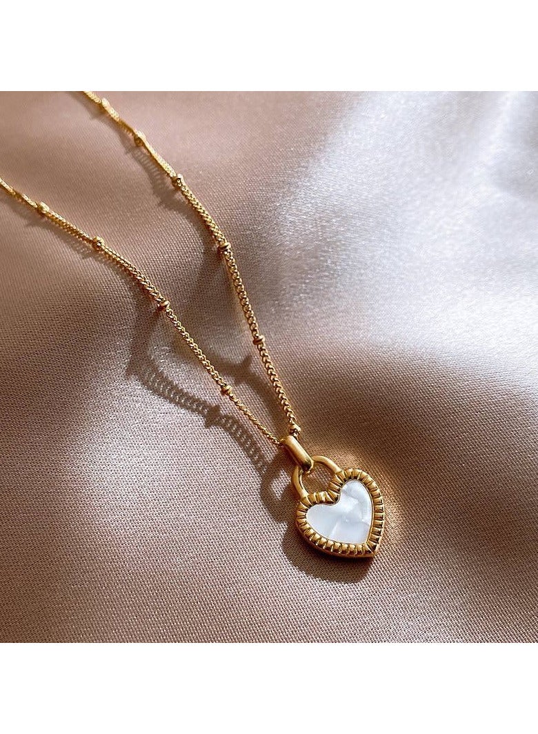 Trendy double face heart necklace