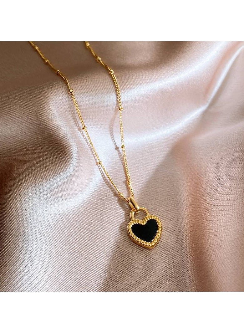 Trendy double face heart necklace