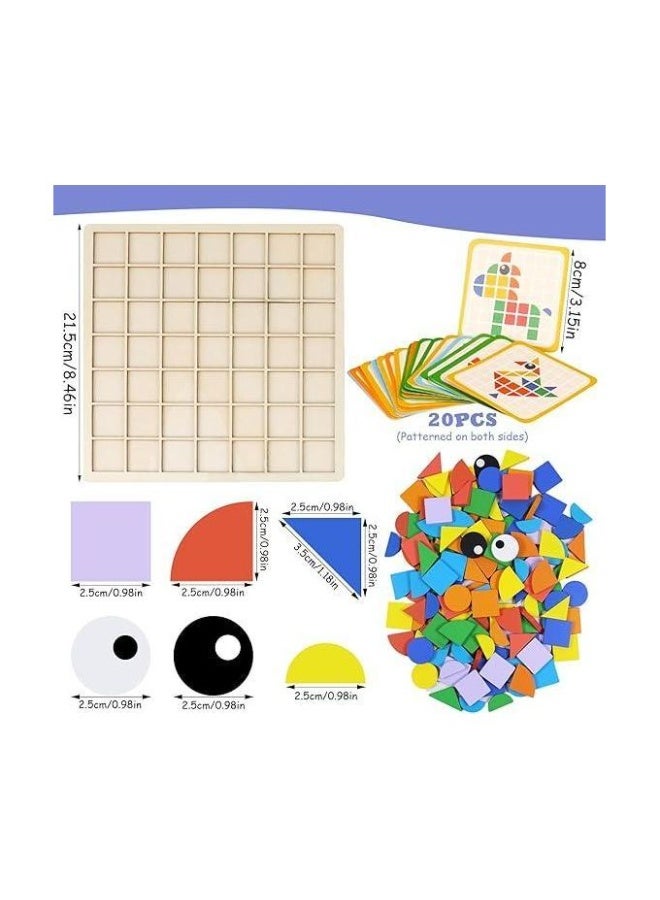 120pcs Creative Mosaic Puzzle, Montessori Toy from 3 4 5 6 Years, Wooden Pattern Blocks Set, Tangram Children, Montessori Puzzle, Geometric Shapes Wooden Puzzles, Educational Toy Gift for Children - Image 3