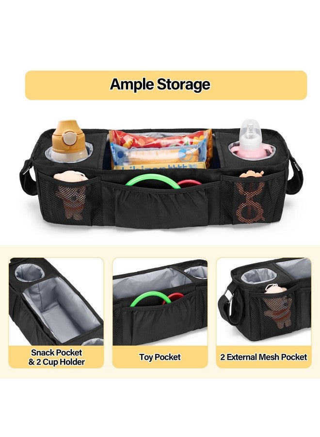 GRAOSO Wagon Parent Console Compatible with Wonderfold W4, Stroller Snack Tray Compatible with Keenz 7S+, 2 Insulated Cup Holders, Black - Image 3